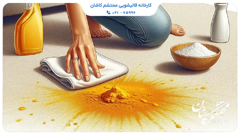 پاک کردن زردچوبه از روی فرش